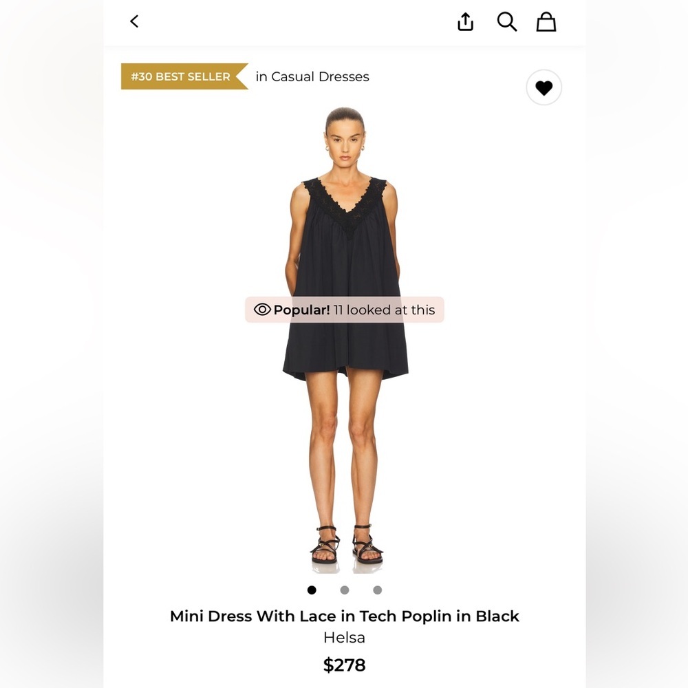 Helsa Black Mini Dress with Lace